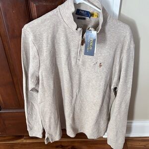 Polo by Ralph Lauren Men's Tan Half Zip Pullover Sz M NWT